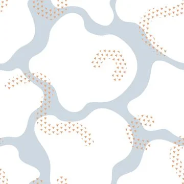 Vector Abstract Cloud like Organic Shapes in Blue and White seamless pattern Stock Illustration