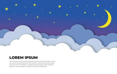 Vector abstract cloudy sunset sky banner. Stock Illustration