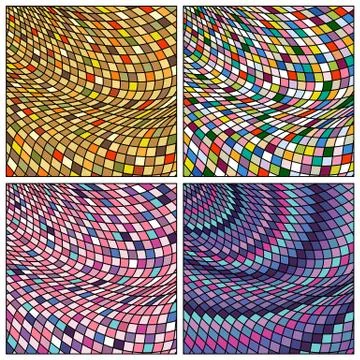 Vector abstract color grid patterns set. イラスト素材
