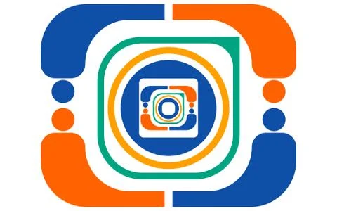 Vector abstract color logo from various geometric shapes of orange, green, bl Stock Illustration