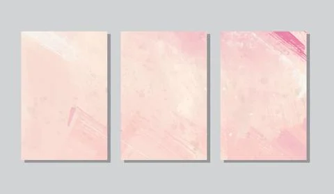 Vector abstract color paint pink banner set. Stock Illustration