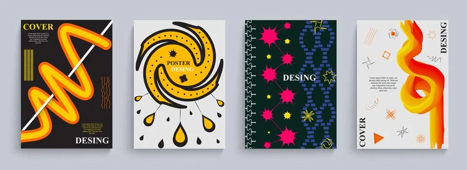 Vector abstract colored banners. Cover design. Simple geometric shapes and Stock Illustration