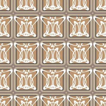 Vector abstract colored floral Art Nouveau style seamless pattern Stock Illustration