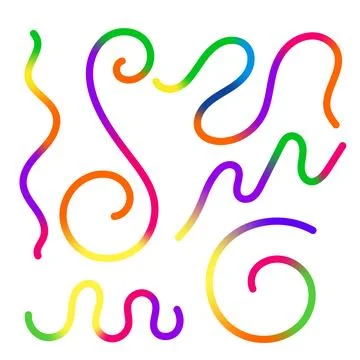 Vector Abstract Colored Gradient Shapes Set. Squiggly Design Elements. Grap.. 스톡 일러스트