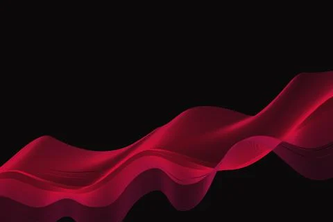 Vector abstract colorful background with wavy lines in red and black Stock Illustration