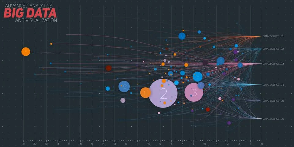 Vector abstract colorful big data information sorting visualization. Social n イラスト素材