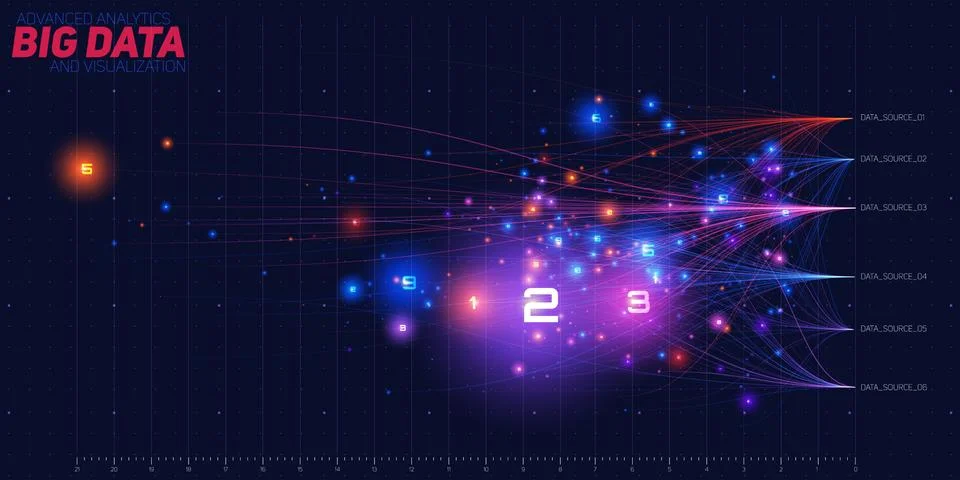 Vector abstract colorful big data information sorting visualization. Social n 库存插图