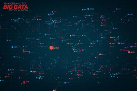 Vector abstract colorful big data point plot visualization. Futuristic infogr Stockillustratie