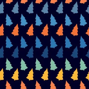 Vector abstract with colorful Christmas tree seamless pattern Stock Illustration