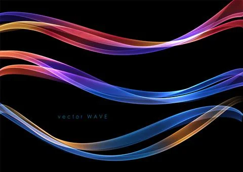 Vector abstract colorful flowing wave lines isolated on black background. Design Stock Illustration
