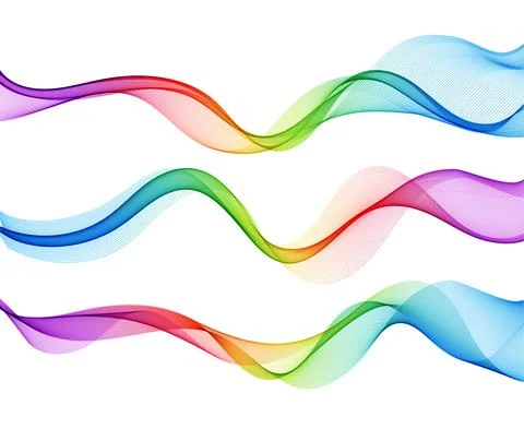 Vector abstract colorful flowing wave lines isolated on white background. Design Stock Illustration