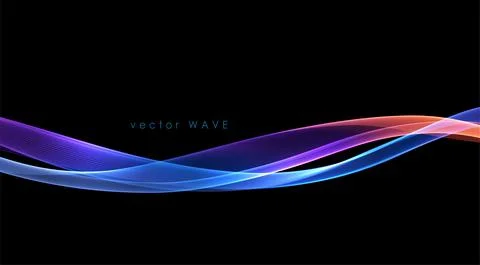 Vector abstract colorful flowing wave lines isolated on black background. Design Stock Illustration