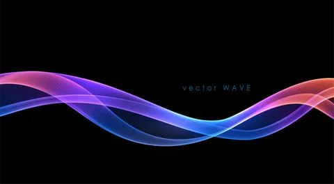 Vector abstract colorful flowing wave lines isolated on black background. Design Stock Illustration