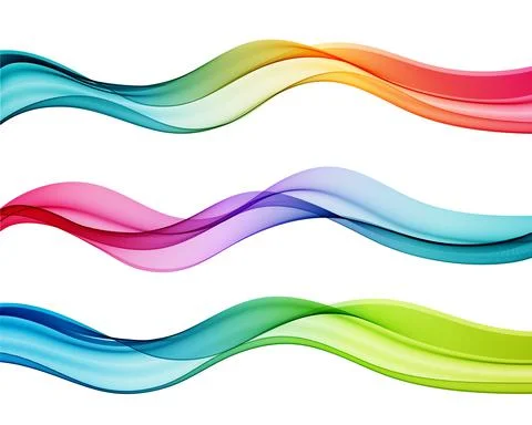 Vector abstract colorful flowing wave lines isolated on white background. Design 스톡 일러스트
