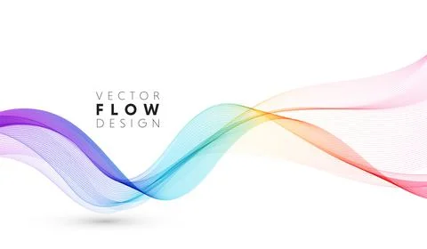 Vector abstract colorful flowing wave lines isolated on white background. Design 스톡 일러스트
