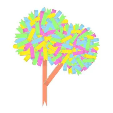 Vector abstract colorful image of a tree collected from paper office stickers of 스톡 일러스트