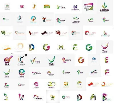 Vector abstract company logo mega collection, type letters and other elements Stockillustratie