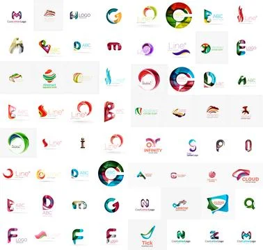 Vector abstract company logo mega collection, type letters and other elements イラスト素材