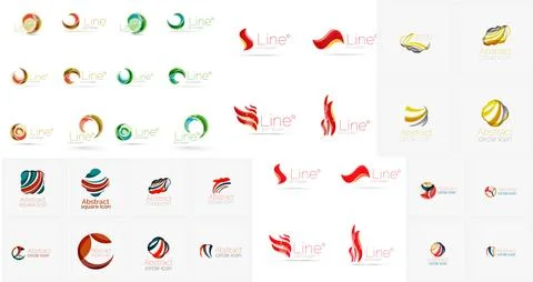 Vector abstract company logos mega collection, loops, concepts swirls waves Stock Illustration