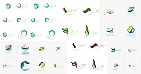 Vector abstract company logos mega collection, loops, concepts swirls waves Stock Illustration