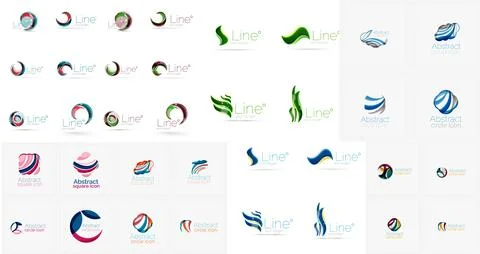 Vector abstract company logos mega collection, loops, concepts swirls waves Stock Illustration