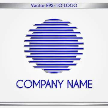 Vector abstract company name blue and silver round logo Stock Illustration