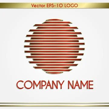 Vector abstract company name red and gold  round logo Stock Illustration