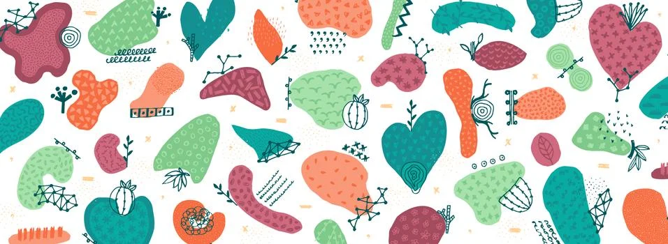 Vector abstract creative background with hand drawn elements and different te Illustrazione stock