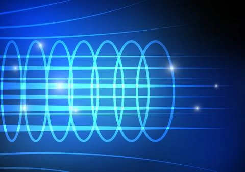 Vector : Abstract curve line and circle technology background Stock Illustration