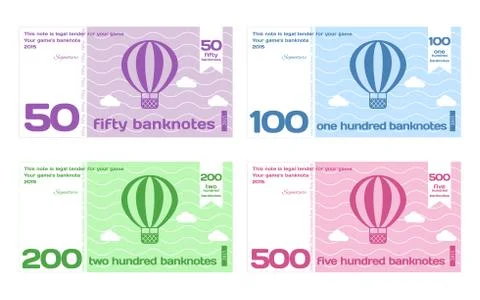 Vector Abstract Cute Color Banknote Templates Set Stock Illustration