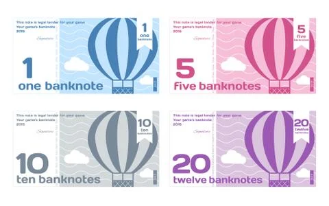 Vector Abstract Cute Color Banknotes Set Stock Illustration