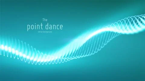 Vector abstract cyan particle wave, points array, shallow depth of field Illustrazione stock