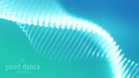 Vector abstract cyan particle wave, points array, shallow depth of field イラスト素材