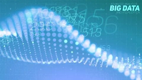 Vector abstract data particle wave, points array, shallow depth of field イラスト素材