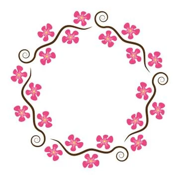 Vector abstract decoration pattern of cherry branches with blossom Stock Illustration