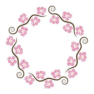 Vector abstract decoration pattern of cherry branches with blossom Stock Illustration