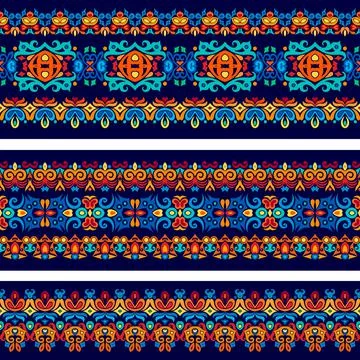 Vector abstract decorative ethnic stripes set Stock Illustration