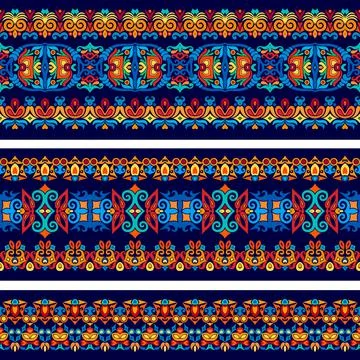 Vector abstract decorative ethnic stripes set Stock Illustration