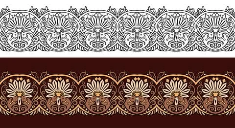 Vector abstract decorative nature ethnic ornamental stripes set イラスト素材