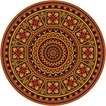 Vector abstract decorative round floral ethnic illustration Stock Illustration