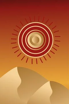 Vector, abstract desert  poster in minimalist style. East, Africa landscape m Stock Illustration