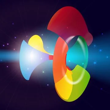 Vector abstract digital technology background. 3D tunnel with light and stars Stock Illustration