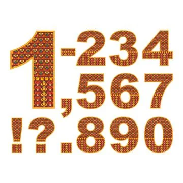 Vector abstract digits set with ornamental pattern Stock Illustration