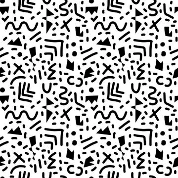 Vector abstract doodle lines seamless pattern. Isolated, colorless. Stockillustratie