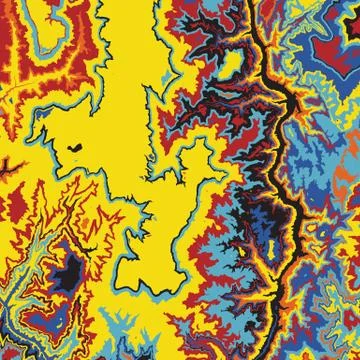 Vector abstract earth relief map. Generated conceptual elevation map. Isoline Stock Illustration