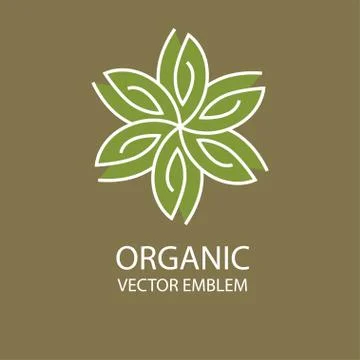 Vector abstract ecologic logo, organic emblem, outline monogram, flower symbol Stock Illustration