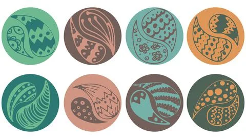 Vector abstract elements on circle with drops, icon, stories bio hilights Stock Illustration