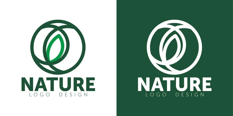 Vector abstract emblem - outline monogram - ecology sign and icons - logo design Stock Illustration