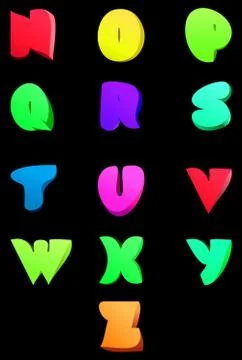 Vector abstract english alphabet. Comic style N-Z Stock Illustration