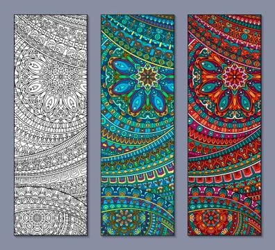 Vector abstract ethnic banners design set 스톡 일러스트
